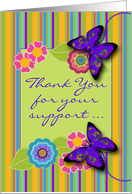 Thank You For Your Support During My Illness, Butterflies and Flowers card