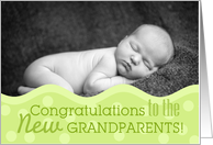 Congratulations to the New Grandparents! Green Polka Dots Photo Card