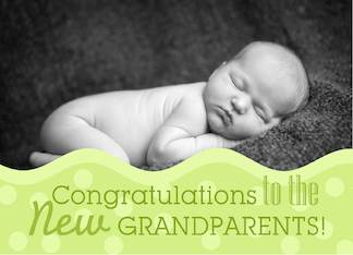Congratulations to the New Grandparents! Green Polka Dots Photo Card