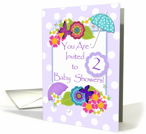 Double Baby Showers Invitation, Butterflies and Flowers card (938523)