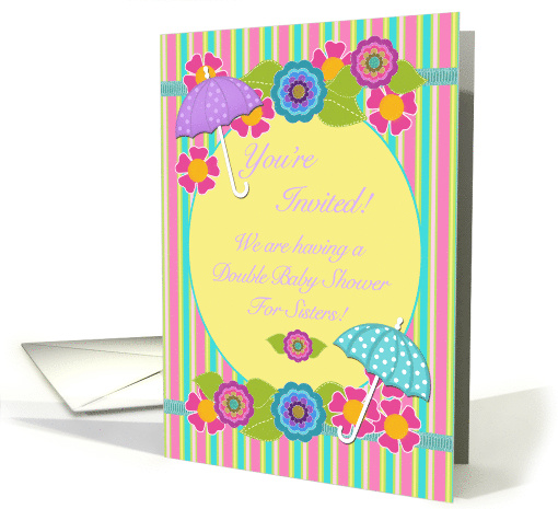 Double Baby Shower Sisters Invitation Umbrellas card (938534)