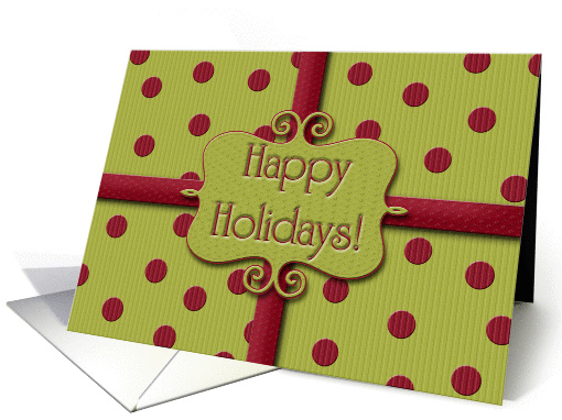 Happy Holidays! Christmas Package, Stripes, Olive Green,... (948678)