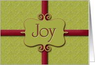 Joy, Christmas Package, Damask, Olive Green, Red, Textures card