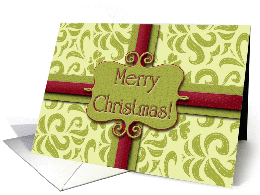 Merry Christmas! Present, Package, Flourishes, Olive Green... (948685)