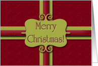 Merry Christmas! Present, Package, Damask, Olive Green and Red card