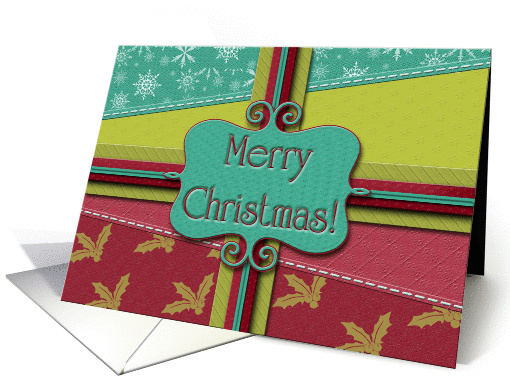 Merry Christmas! Present, Package, Fabric Stitches Look card (948692)