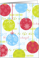 Christmas Ornaments, Word Cloud, Holiday Sayings card