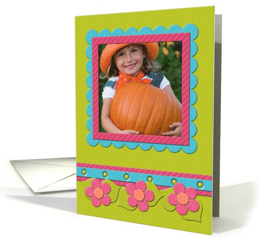 Pink Flowers, Fun Photocard For Any Occasion, Blank Inside card
