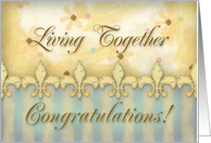 Living Together Congratulations! Fleur De Lis, Chic Floral Stripes card