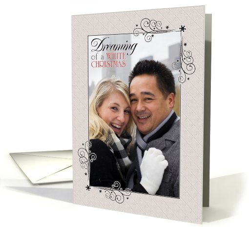 Christmas Photo Card, Gray Lace Snowflake Swirls, Holiday card