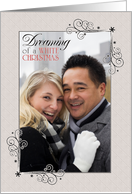 Christmas Photo Card, Gray Lace Snowflake Swirls, Holiday Card