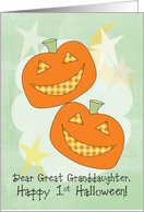 Great Granddaughter Happy 1st Halloween Pumpkins card