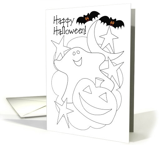 Happy Halloween Coloring Card Bats Ghost card (966703)