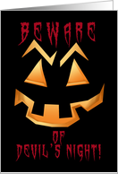 Devil’s Night, Mischief Night, Hell Night, Scary Pumpkin Face, Beware card