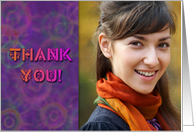 Thank You Photo Card, Tie Dyed Circles, Groovy Purple card
