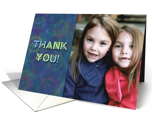 Thank You Photo Card, Tie Dyed Circles, Groovy Blues card (970603)