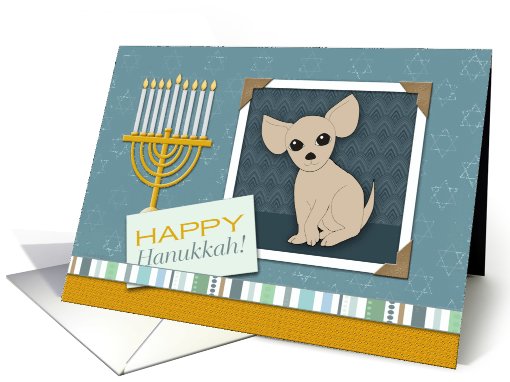 Happy Hanukkah! Tan Chihuahua Dog, Menorah card (988305)