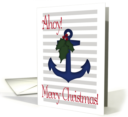 Ahoy! Christmas Holly Anchor, Red, White, Blue card (992051)