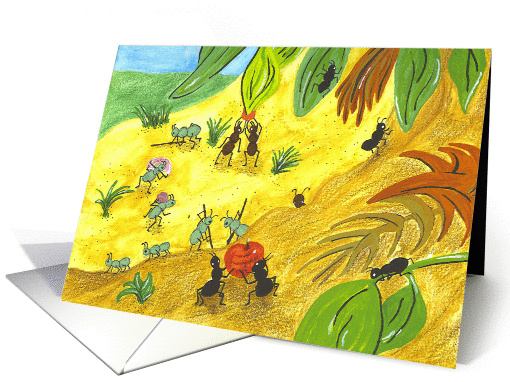 Ants gathering food for the winter card (73510)