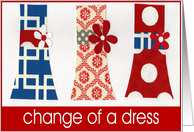 change of a dress card