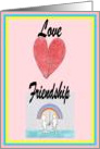 Love & Friendship couple under rainbow umbrella card