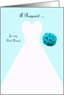 Invitation, Best Friend Matron of Honor Card in Blue, Wedding Gown card