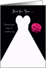 Invitation, Maid of Honor Card in Black, Wedding Gown card