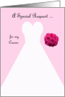 Invitation, Cousin Bridesmaid Card in Pink, Wedding Gown card