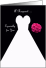 Invitation, Bridesmaid Card in Black, Wedding Gown card