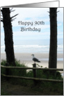 Seagull on Seashore 90th Birthday Card