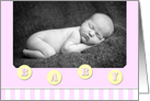 Baby Girl Baby Photo Birth Announcement on Light Pink card