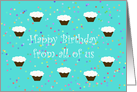 Office Group Birthday Card - Happy Birthday from all of us Cupcakes card