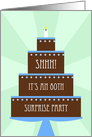 Surprise 80th Birthday Party Invitation -- Cake on Green card