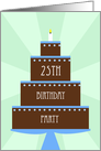 25th Birthday Party Invitation -- Cake on Green card