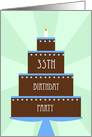 35th Birthday Party Invitation -- Cake on Green card