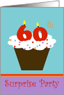 Surprise 60th Birthday Party Invitation -- Cupcake with 60 Candles card