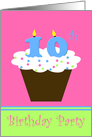 10th Birthday Party Invitation -- Cupcake with 10 Candles card