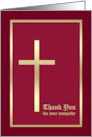 Christian Sympathy Thank You Golden Cross Burgundy card