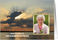 Custom Sympathy Thank You Card -- Sunset with photo card