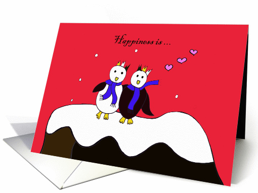 Penguin Valentine -- Happiness is card (127249)