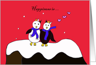 Penguin Valentine -- Happiness is card