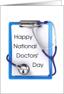 Happy National Doctors’ Day Card with Stethoscope and Clipboard card