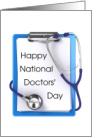Happy National Doctors’ Day Card with Stethoscope and Clipboard card