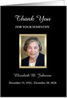 Classic Photo Black and Gold Sympathy Thank You card