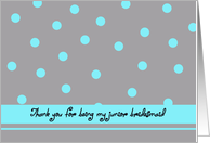 Junior Bridesmaid Thank You Card -- Aqua Polka Dots card