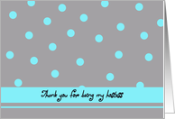 Hostess Thank You Card -- Aqua Polka Dots card
