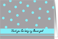 Flower Girl Thank You Card -- Aqua Polka Dots card