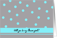 Flower Girl Card -- Aqua Polka Dots card