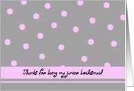 Junior Bridesmaid Thank You Card -- Light Pink Polka Dots card