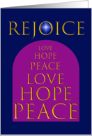 Religious Rejoice Peace Hope Love Christmas card